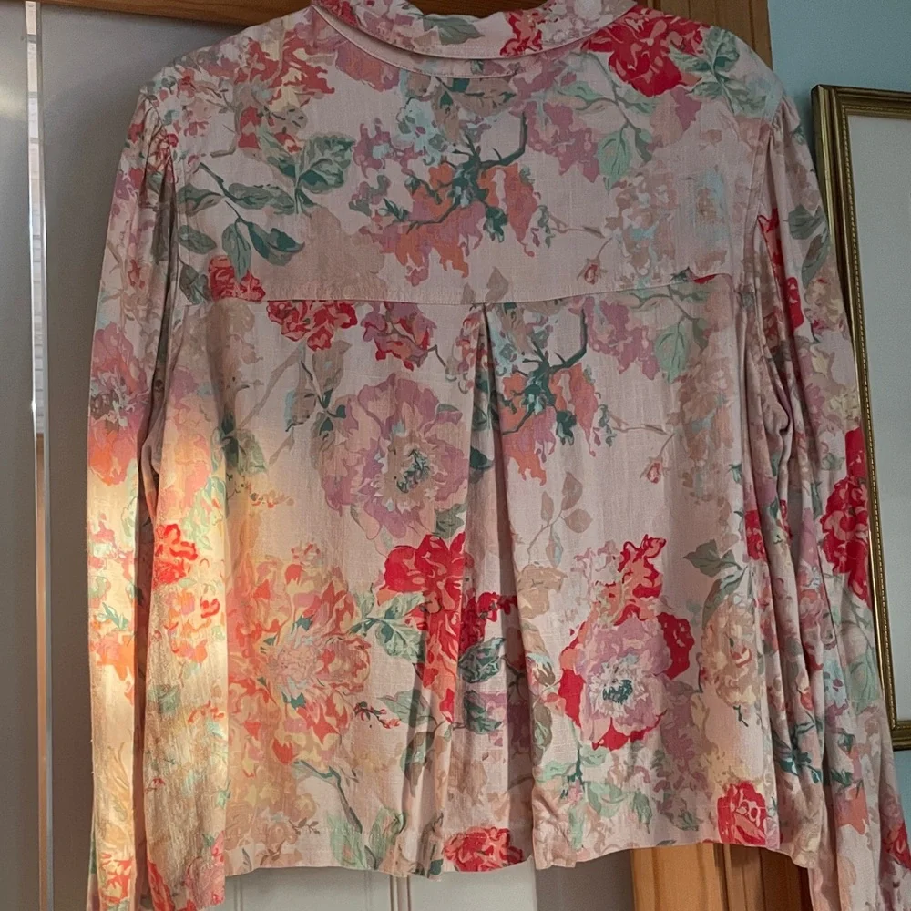 Tribal Linen Multicolor Floral Button-Down Shacket Jacket. Size TG/XL - Picture 6 of 6